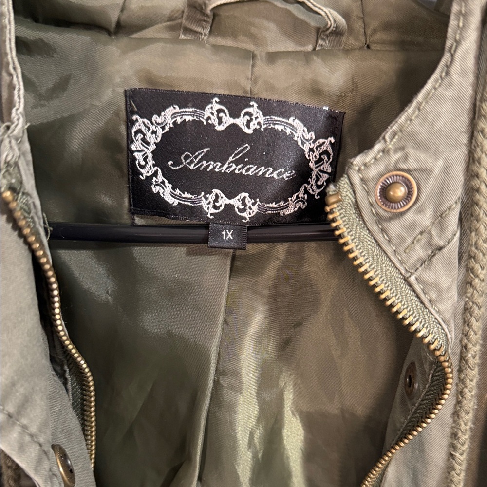 Ambiance Khaki Hooded Jacket - Picture 2 of 4